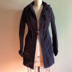 FREE PEOPLE navy blue jacket/coat with hood